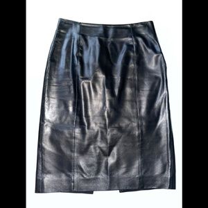 Barneys New York black leather skirt